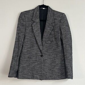 Michelle Stuart Color Speckled Black and Gray/white Herringbone Blazer USA made